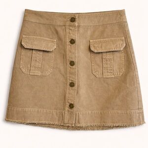 Nili Lotan Button-Front Mini Skirt in Tan